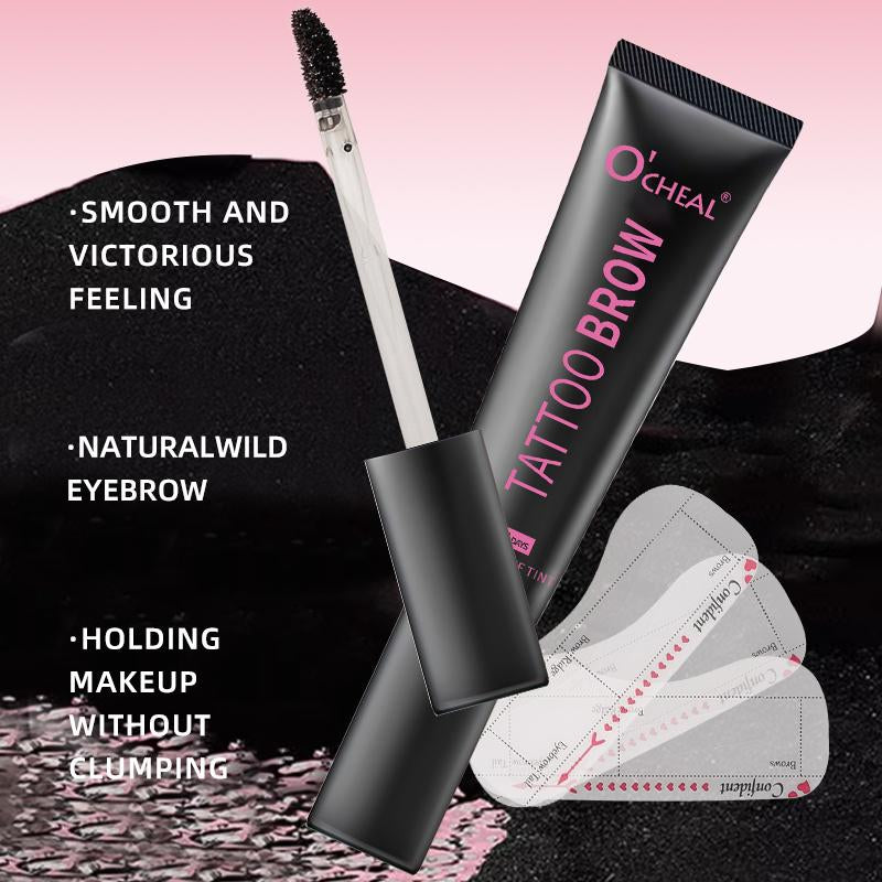 Brow Dye Color Cream Set: Long-Lasting Eyebrow Tinting Cream (Included Brow Stencil + Applicator Brush)